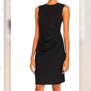 Theory Sz small ( p) black ruched dress Jorainna cotton blend dress ruched